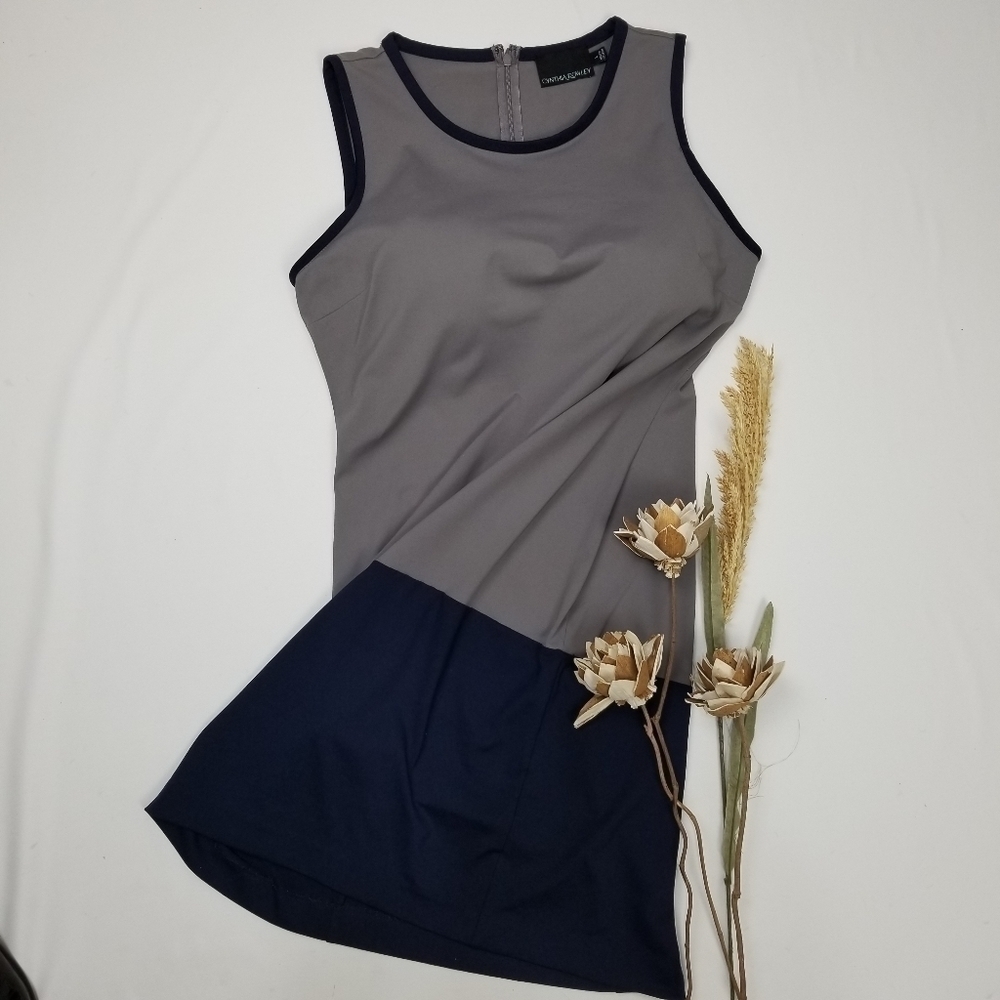 Cynthia Rowley Anthropologie Grey Blue Color Block Dress L - Picture 5 of 8